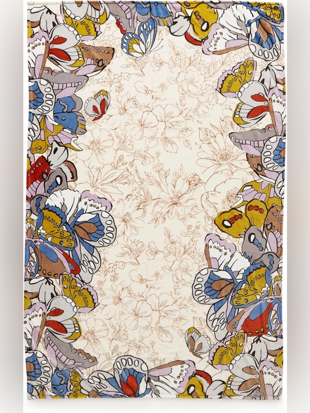 Vera Bradley Plush Throw Blanket in Fleece Wing Floral Neutral Pattern